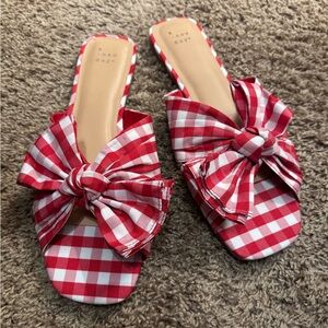 A New Day Red Checkered Bow Women's Sandals